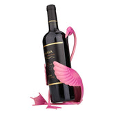 Tooarts Flamingo wine holder silhouette securely cradles a bottle.