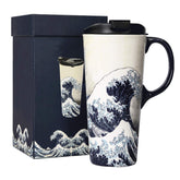 Topadorn ceramic travel mug showcases porcelain body and 17 oz capacity for daily coffee.