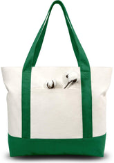 TOPDesign canvas tote with external pocket keeps easy-to-find essentials.