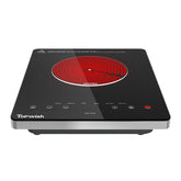 TopWish electric cooktop front view with LED touch controls for precise heat settings.