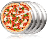 TOPZEA 4-pack stainless steel pizza pan for even cooking.