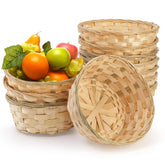 TOPZEA 8in bamboo woven basket with open top for easy bread serving at the table