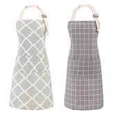 Tosewever cotton bib apron front view in grey-green with two pockets.