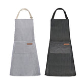 Tosewever navy striped kitchen apron front view offers a comfortable fit for home cooks.