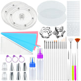 TOSPARTY 112 PCS cookie decorating kit on acrylic turntable enables smooth icing control