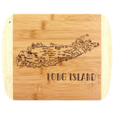 Totally Bamboo A Slice of Life Long Island board with engraved landmarks for elegant entertaining.