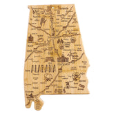 Totally Bamboo Alabama state cutting board with laser-engraved map for stylish serving.