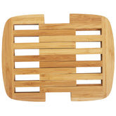 Totally Bamboo expandable trivet in compact form protects countertops from heat