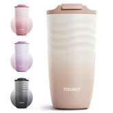 TOURIT 16oz travel mug with lid; leak-proof design for mess-free commuting
