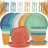 TOUWMX 42-piece dinnerware dinner plates, lightweight and durable for daily meals