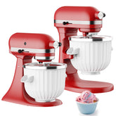 TPGSING ice cream attachment mounted on a KitchenAid mixer for easy frozen desserts at home