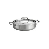 Tramontina Signature tri-ply braiser pan with lid on stovetop for even browning