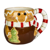 Transpac Gingerbreadman Mug front view, sturdy dolomite stoneware for daily use.