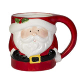 Transpac Santa Holiday 12 oz red ceramic dolomite mug for festive coffee moments.