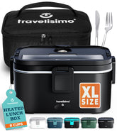 TRAVELISIMO extra-large lunch box with 1.8L capacity for big meals at work.