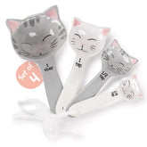 Trendsettings cat-shaped ceramic measuring spoons in white for precise baking prep.