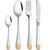 TrendyWare silverware set with gold accents for elegant entertaining and daily dining.