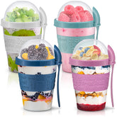Tribello 4 Pack yogurt parfait cups with lids for on-the-go breakfasts.