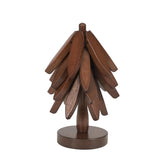 Trivet Tree wooden trivet with foldable stand protects surfaces during cooking.