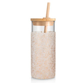 Tronco 20oz glass tumbler with lid and straw for versatile iced or hot drinks