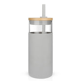 Tronco 20oz glass tumbler with lid and straw for versatile hot or cold drinks.