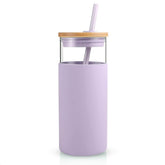 Tronco 20oz glass tumbler with lid and straw for iced drinks on the go.