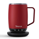 Tronco crimson mug front view showing self-heating design for steady warmth