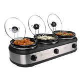 TRU triple buffet server with three inserts enables flexible catering options.