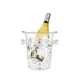 TRUE Clear Acrylic Ice Bucket with handles seen from the front, easy transport.