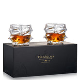 TSUKIGLASS storm-pattern 10oz whiskey glass showcases crystal clarity for fine bourbon.