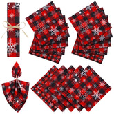 Tudomro Christmas napkins with snowflakes on buffalo plaid for festive table decor.