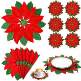 Tudomro poinsettia placemats with festive embroidery for elegant holiday tables