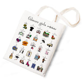 Tuilia Gilmore Girls alphabet tote pattern on soft canvas bag for daily outings.