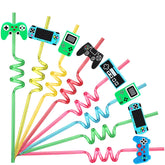 TUKOH TAKA game controller curly straw in red design, ideal for kids' parties