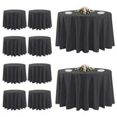 TUOTPE 10-pack black round tablecloths drape a 120-inch table with an elegant look.