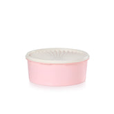 Tupperware Heritage cookie canister in vintage pink with airtight seal for freshness.