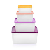 Tupperware Keeptabs four-container set front view showcases organized pantry storage.