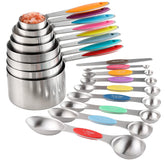 Turewin measuring cups set in stainless steel with precise marks for dry and liquid ingredients