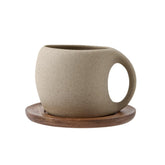 Tvvtuww espresso cup set with wood saucer for elegant service.
