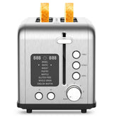 Tyyaefy 2-Slice Bagel Toaster front view shows sturdy stainless build and compact footprint for small kitchens.