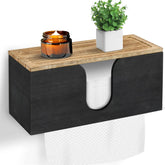 ugiftt solid wood paper towel dispenser mounted on the wall with lid keeps towels tidy.