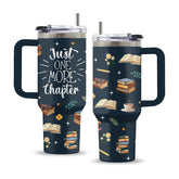 Uibunoo Book Lover Tumbler front view highlighting double-sided design for cozy reading.