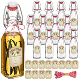 Uiifan 12-pcs swing-top square bottles with clear glass for fresh storage and labeling