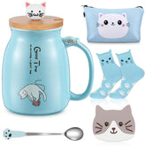 Uiifan cat mug with lid for warm drinks and easy cleanup