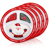 Uiifan 4pc Christmas divided plates with Santa for festive table setting.