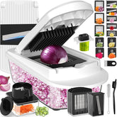 ukeetap 12-blade all-in-one vegetable chopper in action for quick prep and uniform dice.
