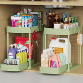 Ukeetap green pull-out storage organizer front view for easy under-sink access