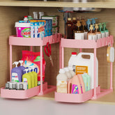 Ukeetap two-pack pull-out storage organizer under sink for easy access