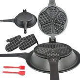 UKENEM cast iron waffle maker with low base for mess-free cooking