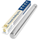 Ultra Cuisine French rolling pin front view for precise dough thickness.